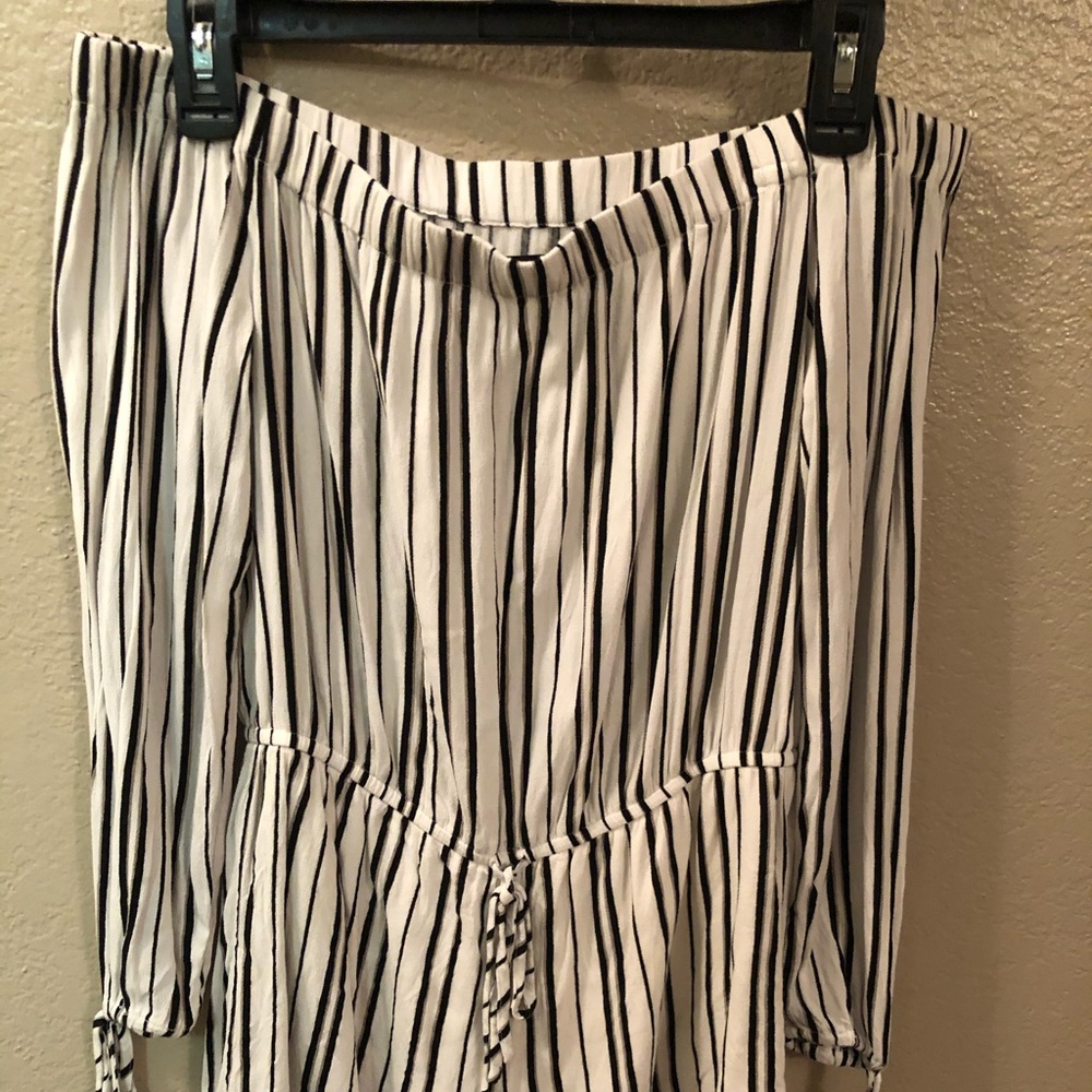 Off the shoulder, long sleeve romper